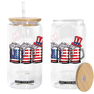 Beer American Flag 4th of July Glass Can Merica Drinking USA TS10 Black Print Your Wear