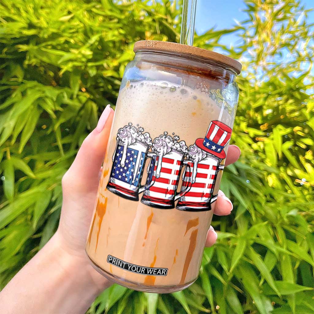 Beer American Flag 4th of July Glass Can Merica Drinking USA TS10 Print Your Wear