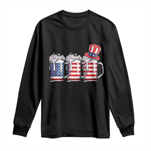 Beer American Flag 4th of July Long Sleeve Shirt Merica Drinking USA TS10 Black Print Your Wear