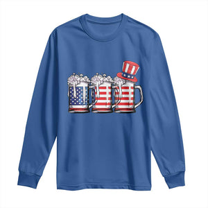 Beer American Flag 4th of July Long Sleeve Shirt Merica Drinking USA TS10 Royal Blue Print Your Wear