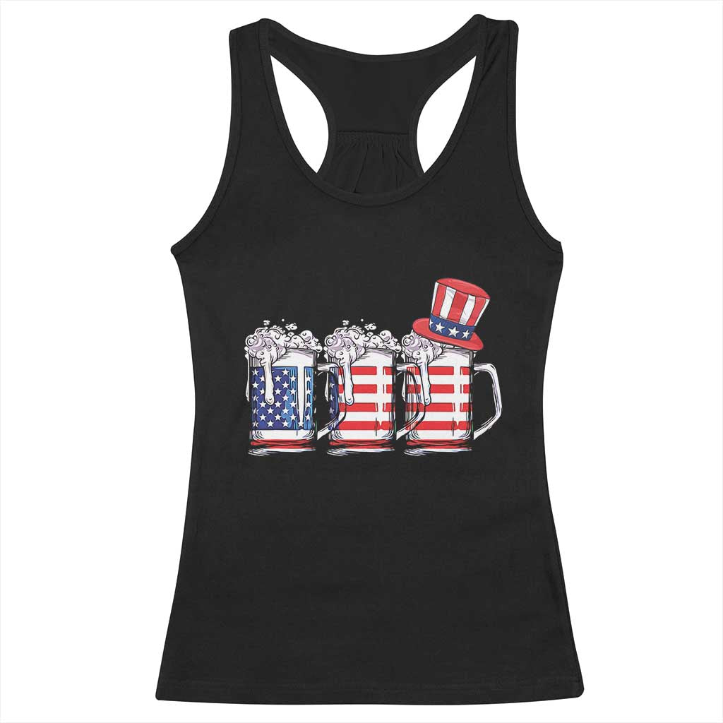 Beer American Flag 4th of July Racerback Tank Top Merica Drinking USA TS10 Black Print Your Wear