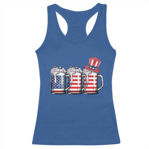 Beer American Flag 4th of July Racerback Tank Top Merica Drinking USA TS10 Royal Blue Print Your Wear