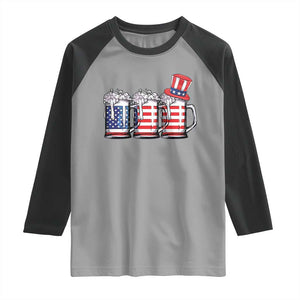 Beer American Flag 4th of July Raglan Shirt Merica Drinking USA TS10 Sport Gray Black Print Your Wear