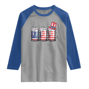 Beer American Flag 4th of July Raglan Shirt Merica Drinking USA TS10 Sport Gray Royal Print Your Wear