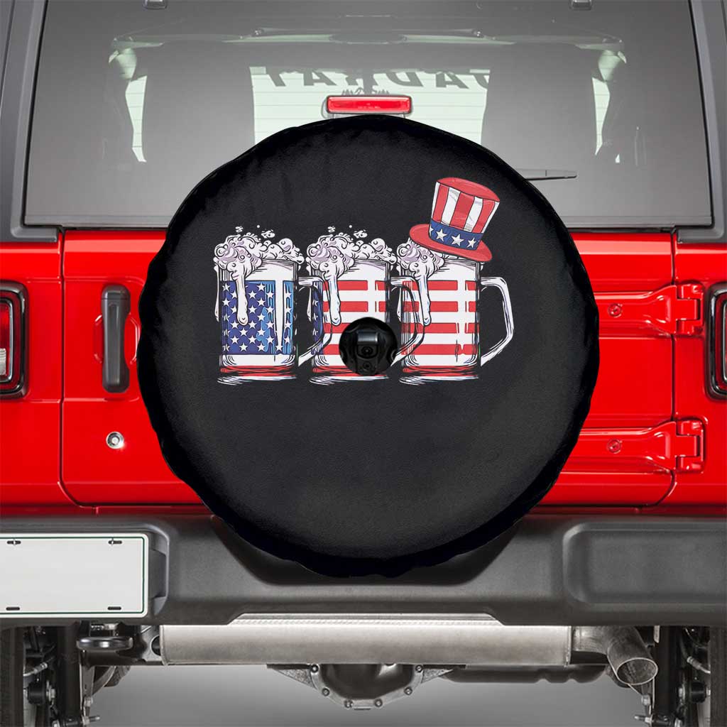 Beer American Flag 4th of July Spare Tire Cover Merica Drinking USA TS10 Black Print Your Wear