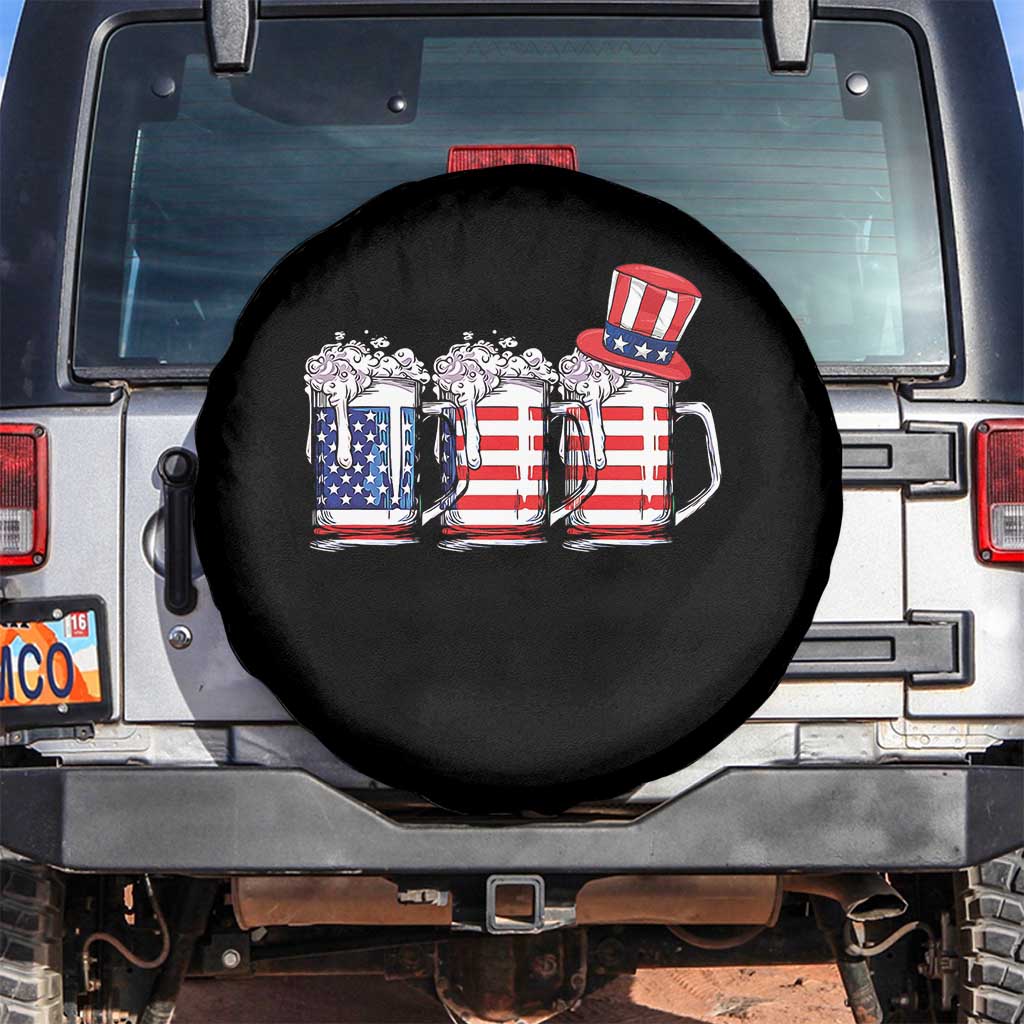 Beer American Flag 4th of July Spare Tire Cover Merica Drinking USA TS10 No hole Black Print Your Wear