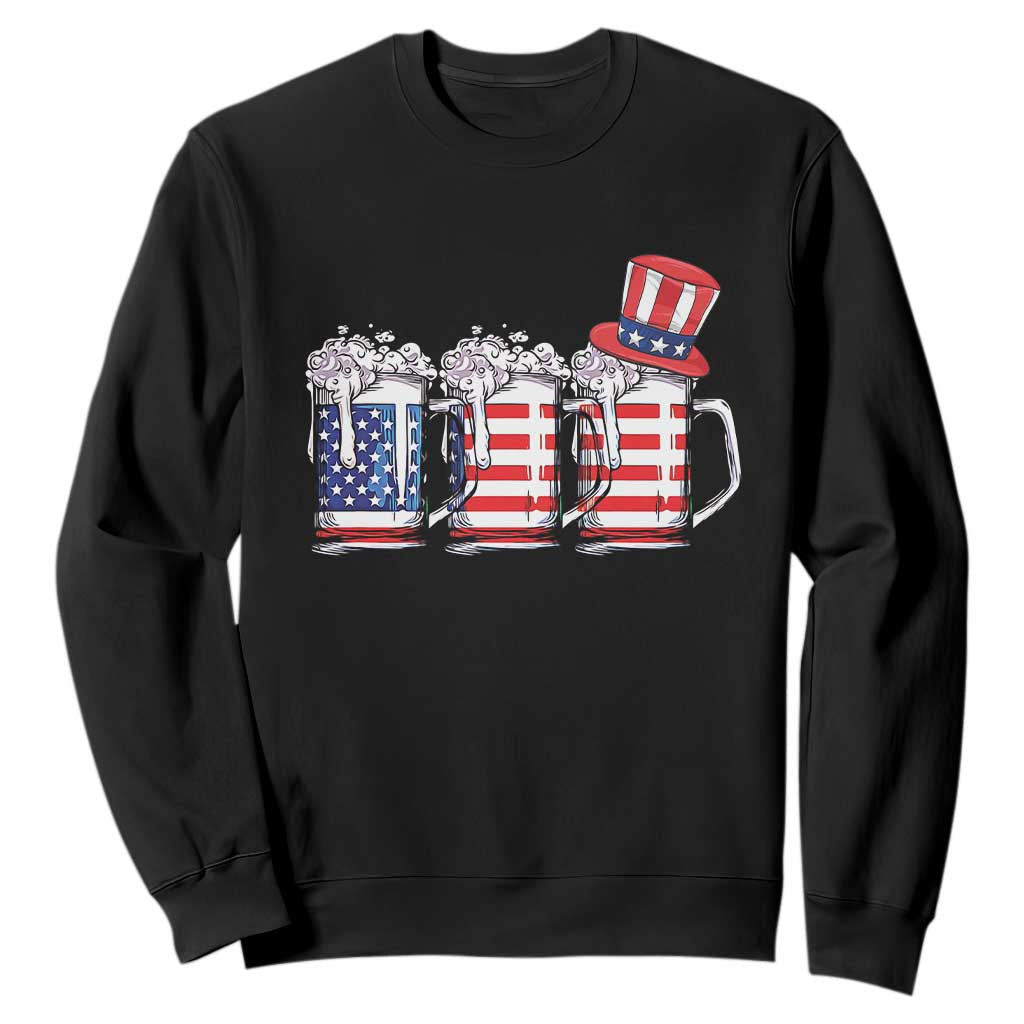 Beer American Flag 4th of July Sweatshirt Merica Drinking USA TS10 Black Print Your Wear