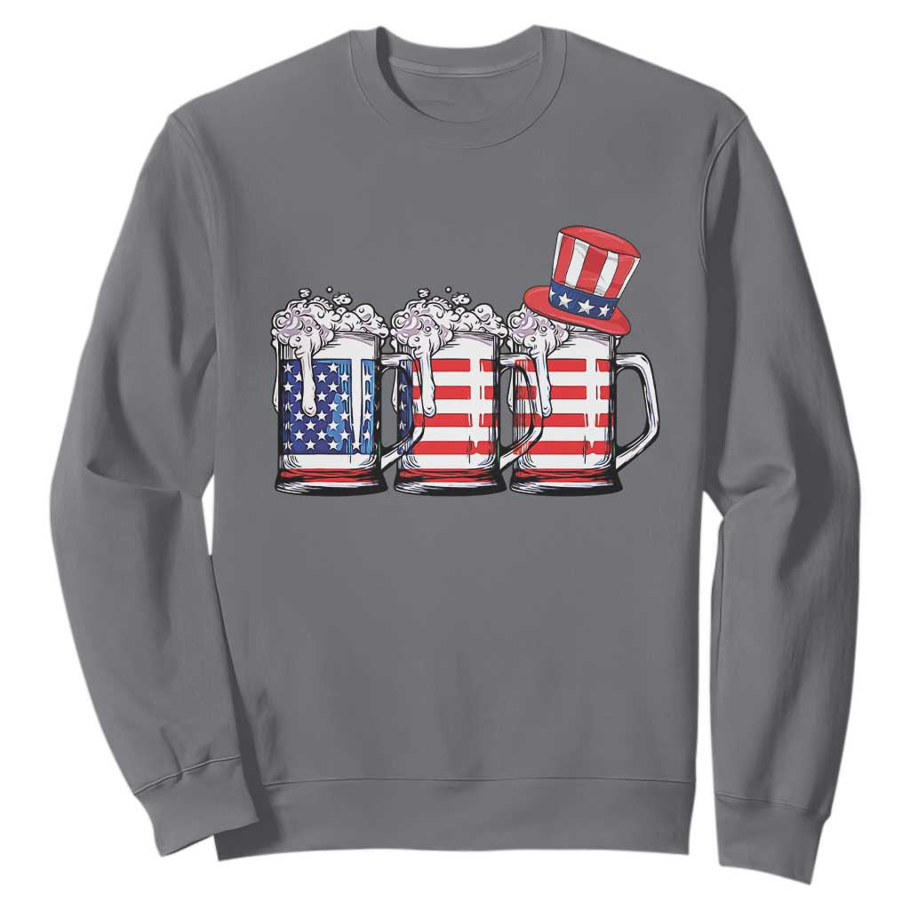 Beer American Flag 4th of July Sweatshirt Merica Drinking USA TS10 Charcoal Print Your Wear