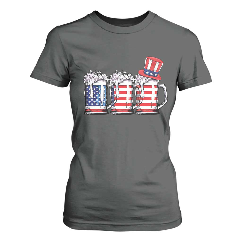 Beer American Flag 4th of July T Shirt For Women Merica Drinking USA TS10 Dark Heather Print Your Wear
