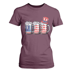Beer American Flag 4th of July T Shirt For Women Merica Drinking USA TS10 Maroon Print Your Wear