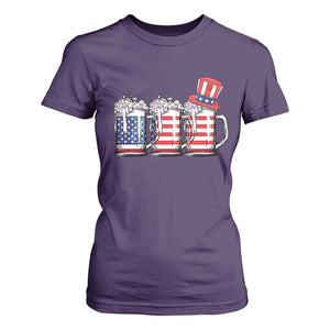 Beer American Flag 4th of July T Shirt For Women Merica Drinking USA TS10 Purple Print Your Wear