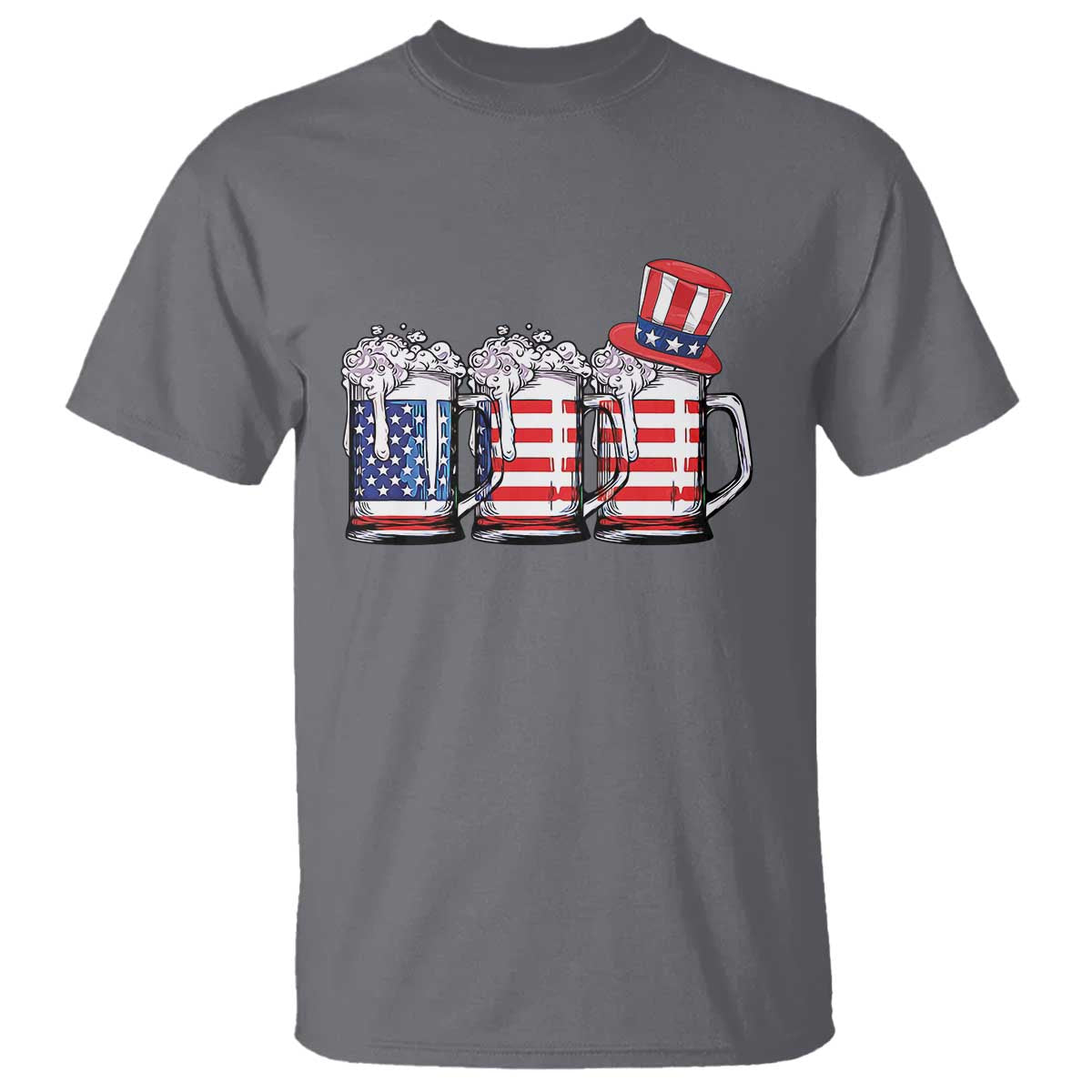 Beer American Flag 4th of July T Shirt Merica Drinking USA TS10 Charcoal Print Your Wear