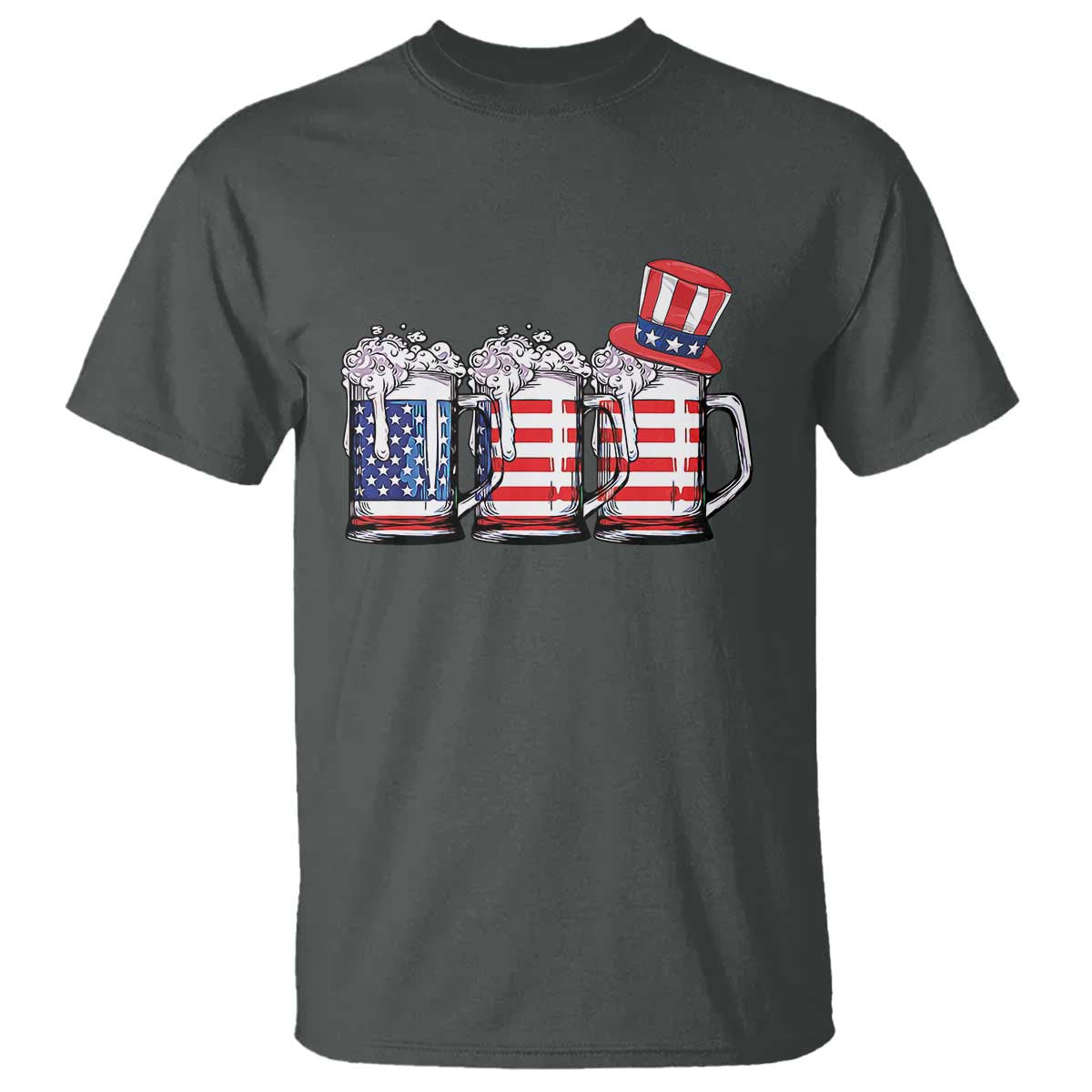 Beer American Flag 4th of July T Shirt Merica Drinking USA TS10 Dark Heather Print Your Wear