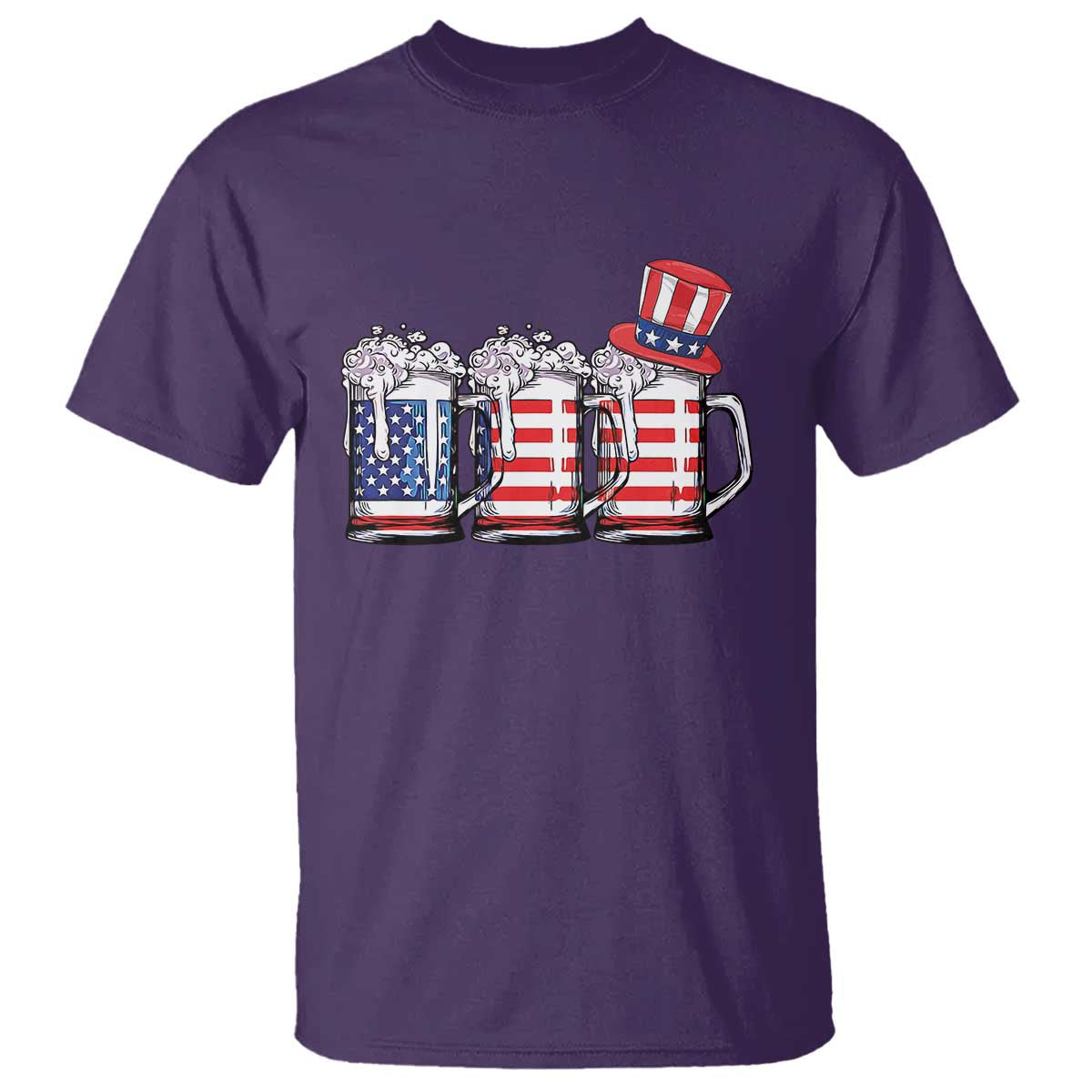 Beer American Flag 4th of July T Shirt Merica Drinking USA TS10 Purple Print Your Wear