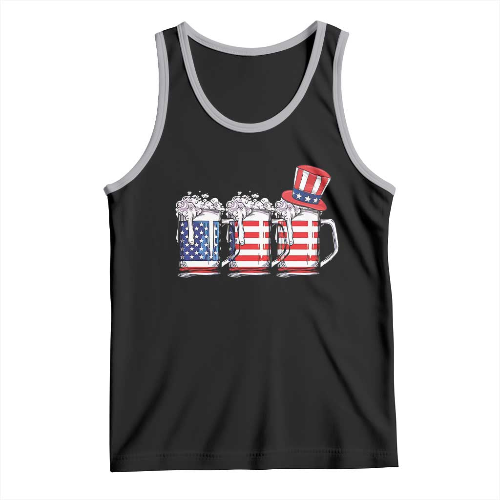 Beer American Flag 4th of July Tank Top Merica Drinking USA TS10 Black Athletic Heather Print Your Wear