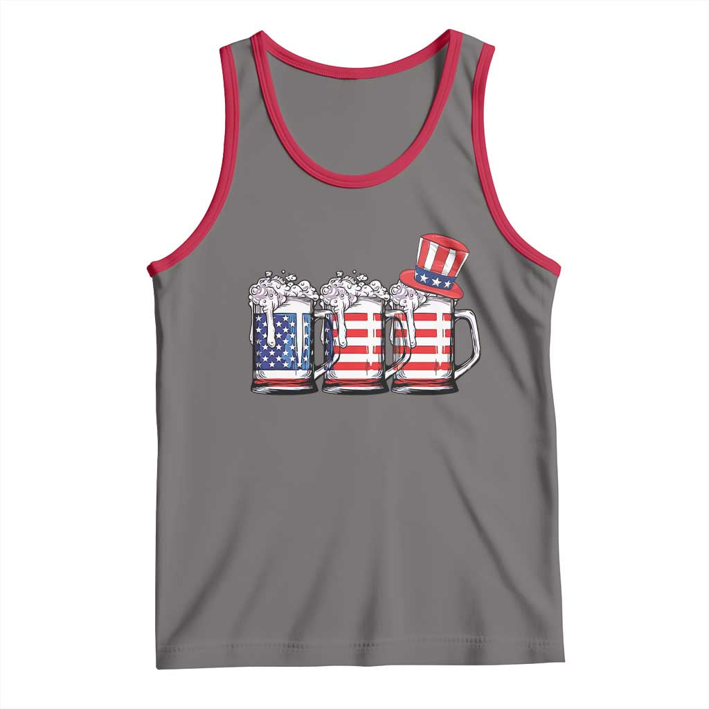 Beer American Flag 4th of July Tank Top Merica Drinking USA TS10 Deep Heather Red Print Your Wear