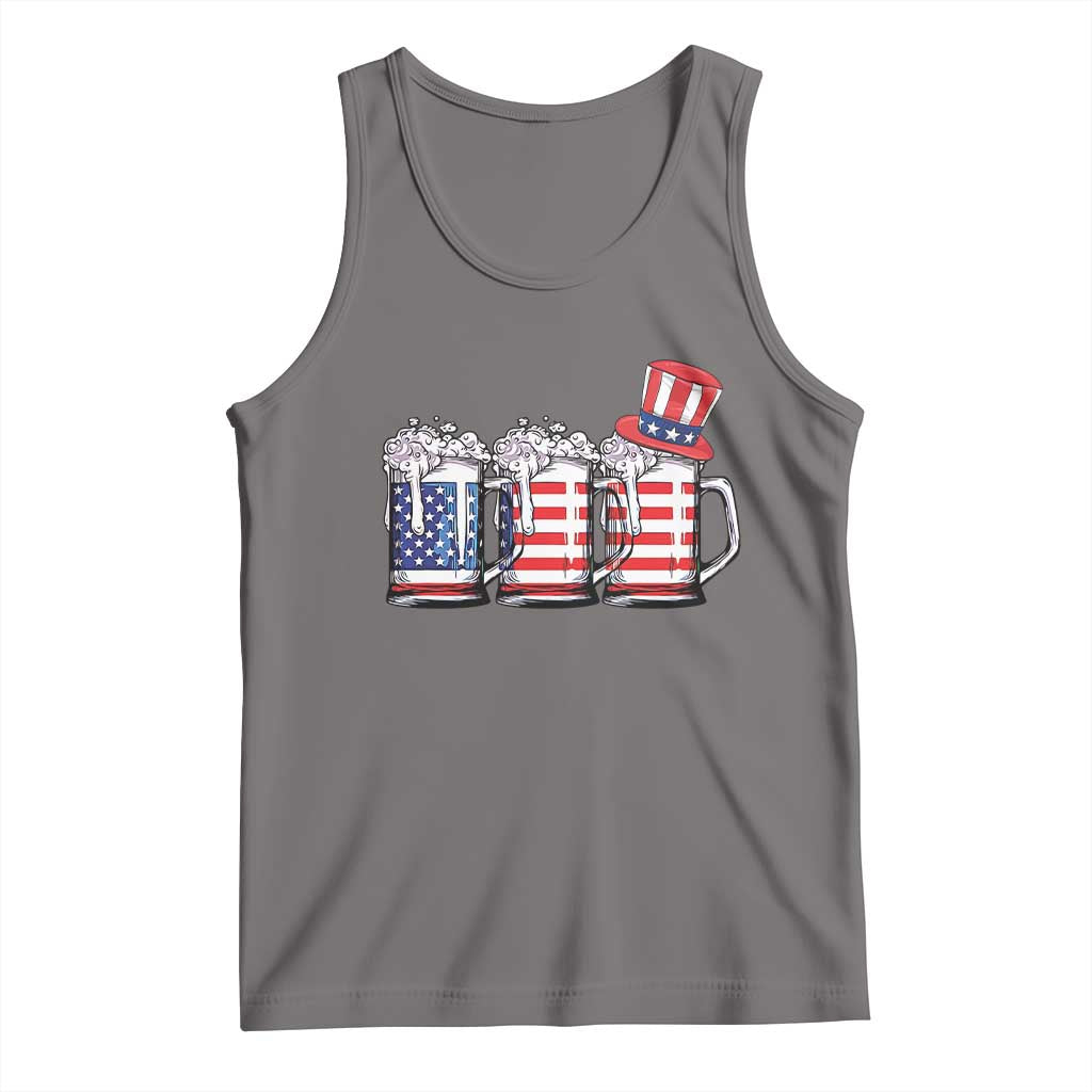 Beer American Flag 4th of July Tank Top Merica Drinking USA TS10 Deep Heather Print Your Wear