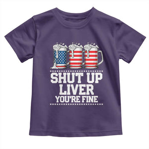 Beer American Flag 4th of July Toddler T Shirt Merica Drinking USA Shut Up Liver You Are Fine TS10 Purple Print Your Wear
