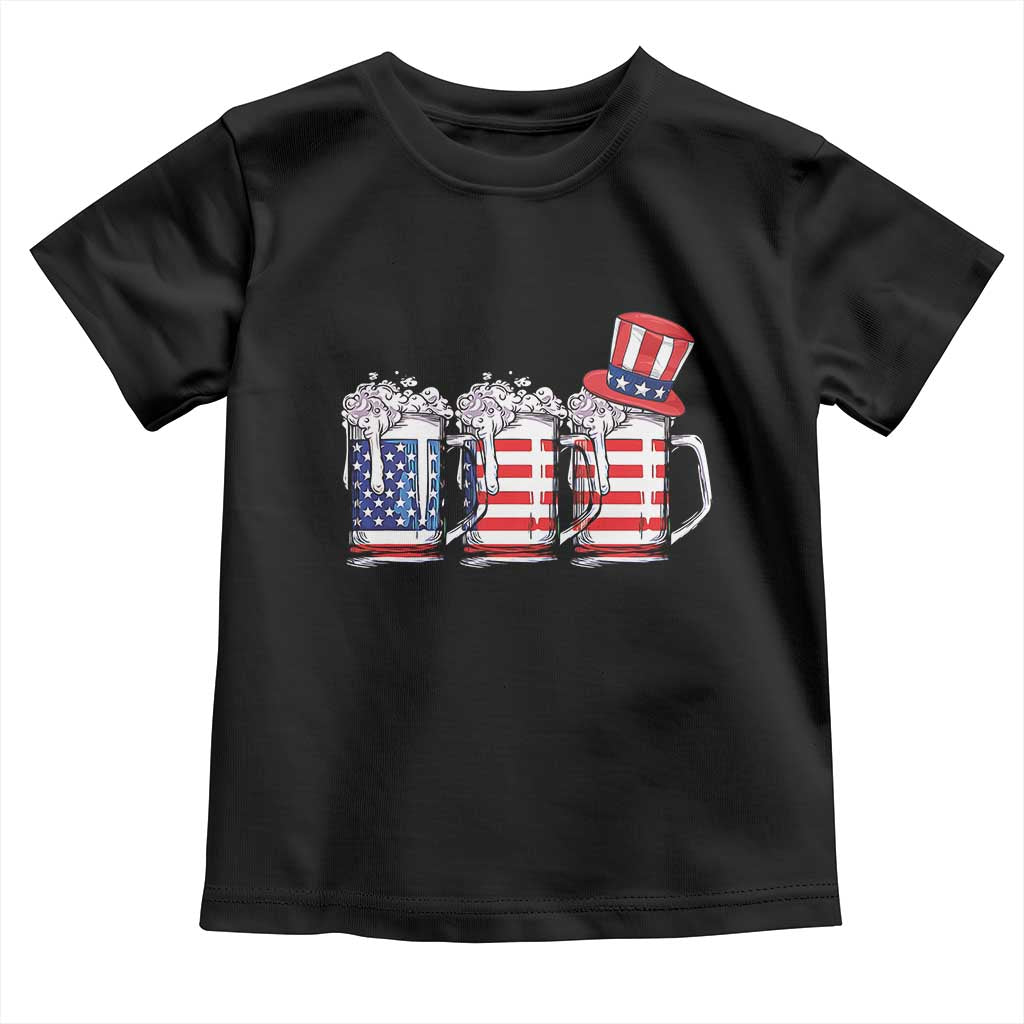 Beer American Flag 4th of July Toddler T Shirt Merica Drinking USA TS10 Black Print Your Wear