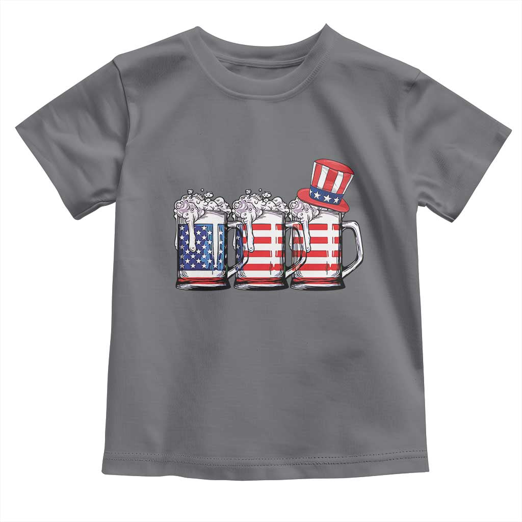 Beer American Flag 4th of July Toddler T Shirt Merica Drinking USA TS10 Charcoal Print Your Wear