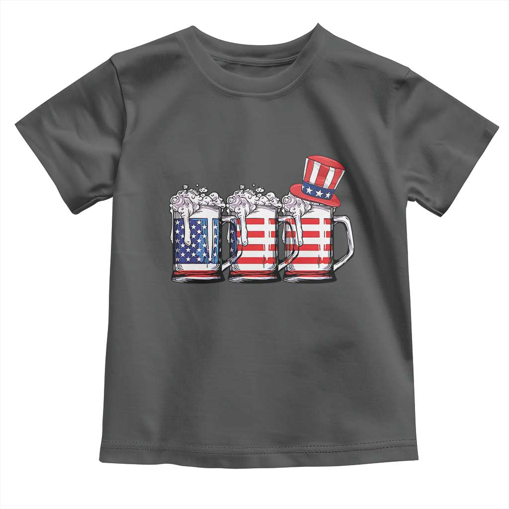 Beer American Flag 4th of July Toddler T Shirt Merica Drinking USA TS10 Dark Heather Print Your Wear