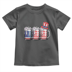 Beer American Flag 4th of July Toddler T Shirt Merica Drinking USA TS10 Dark Heather Print Your Wear