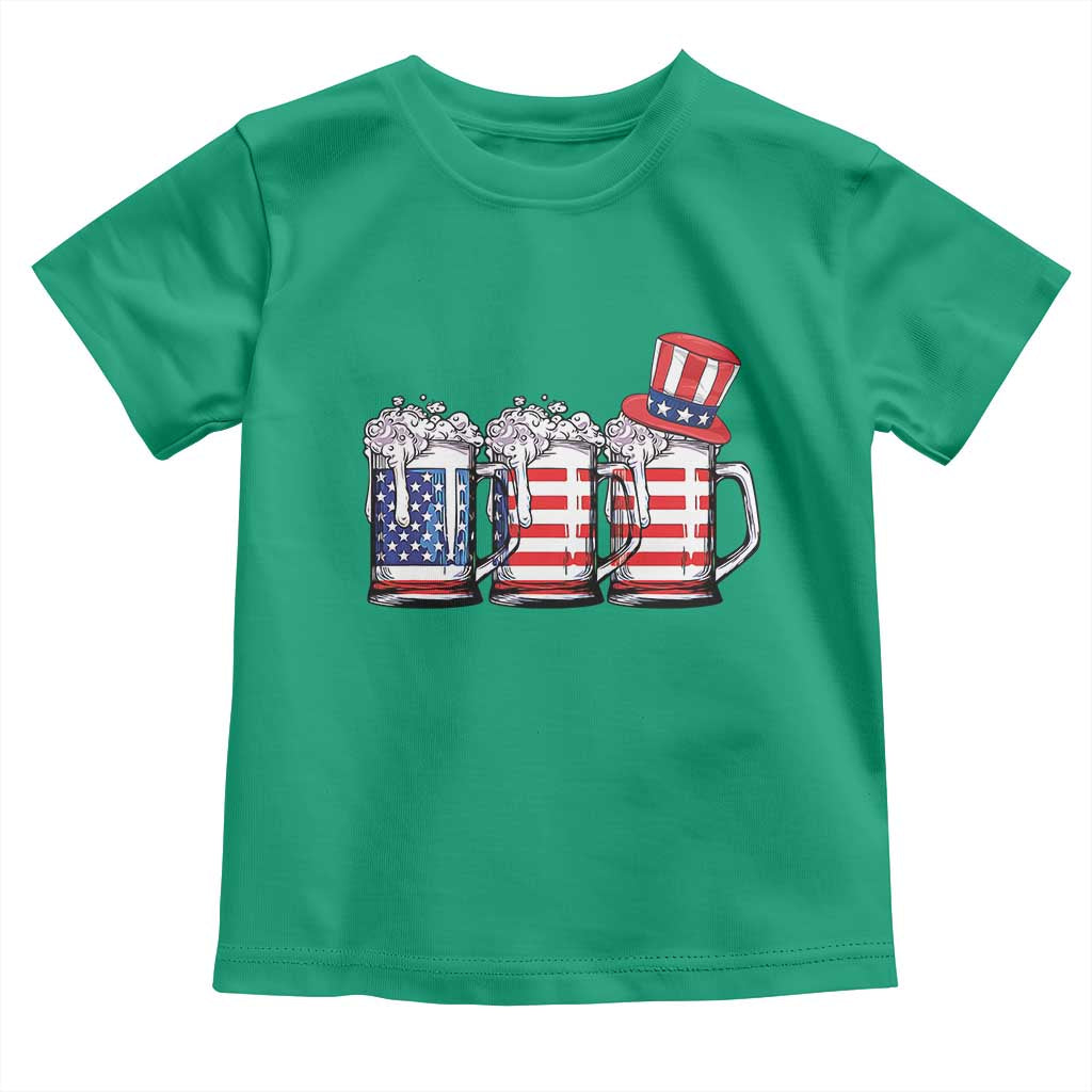 Beer American Flag 4th of July Toddler T Shirt Merica Drinking USA TS10 Irish Green Print Your Wear