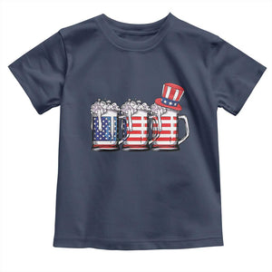 Beer American Flag 4th of July Toddler T Shirt Merica Drinking USA TS10 Navy Print Your Wear