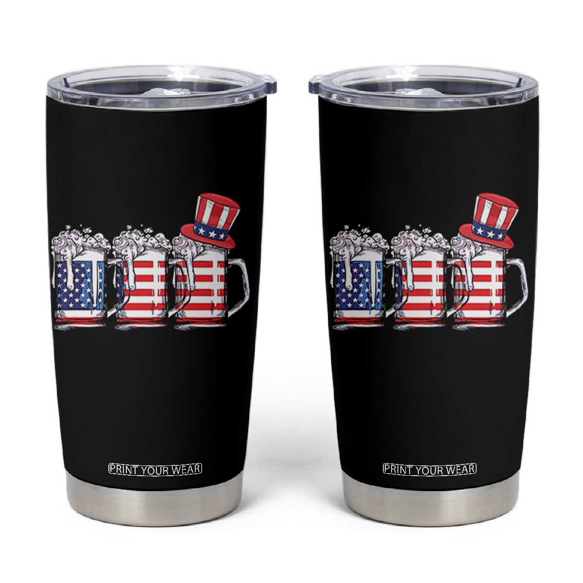 Beer American Flag 4th of July Tumbler Cup Merica Drinking USA TS10 Black Print Your Wear