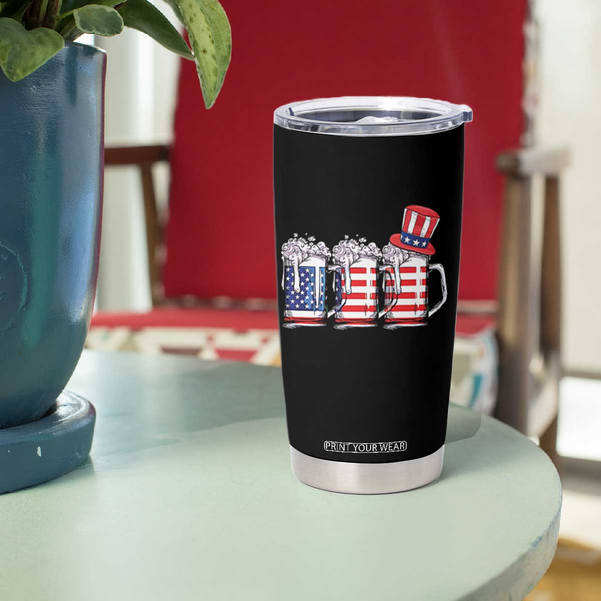 Beer American Flag 4th of July Tumbler Cup Merica Drinking USA TS10 Print Your Wear