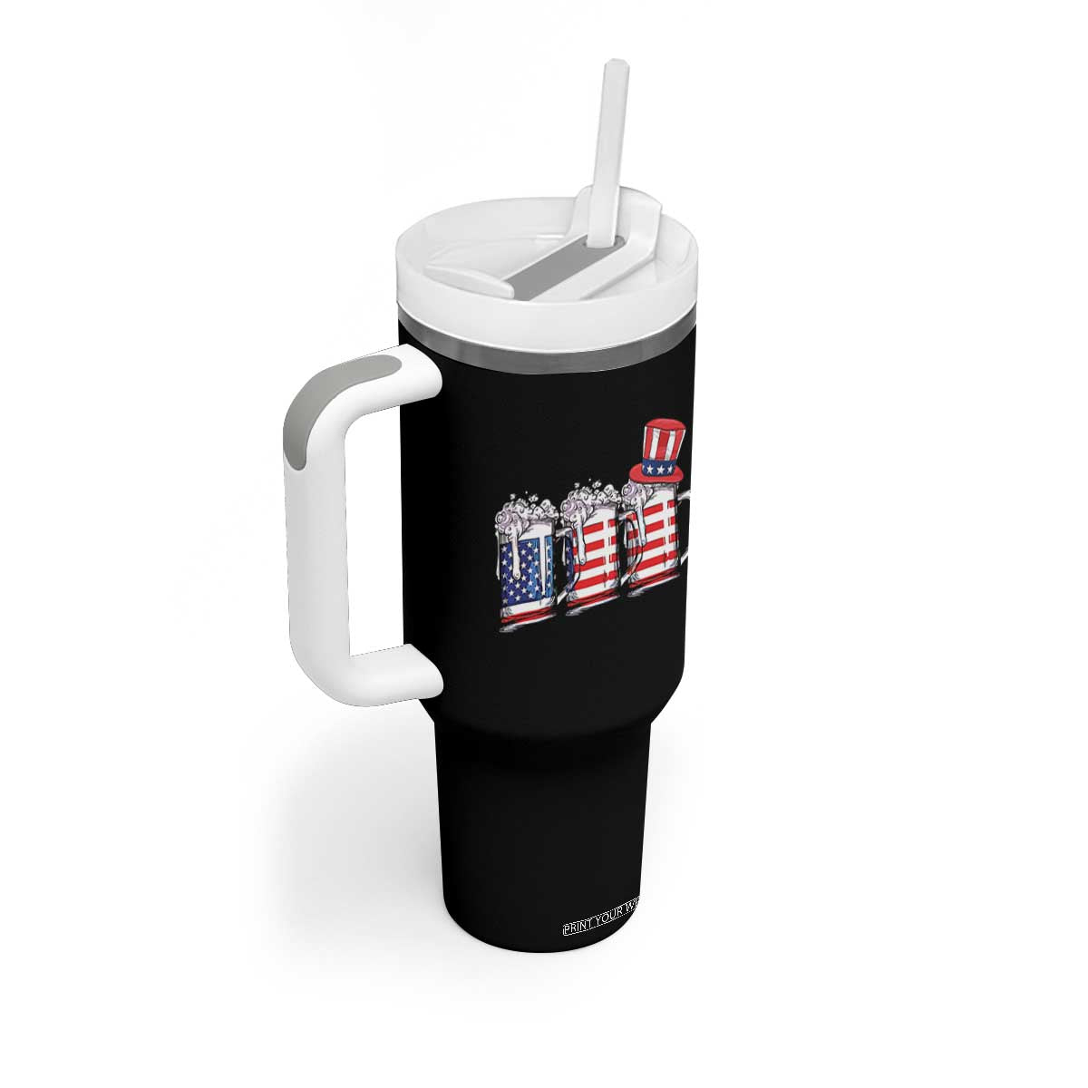 Beer American Flag 4th of July Tumbler With Handle Merica Drinking USA TS10 Print Your Wear