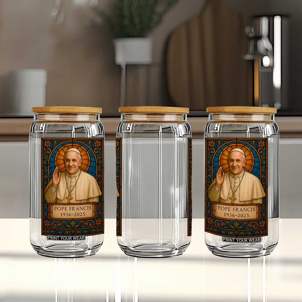 Beloved Pope Francis Glass Can 1936-2025 Memorial TS02 Print Your Wear