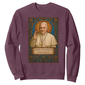 Beloved Pope Francis Sweatshirt 1936-2025 Memorial TS02 Maroon Print Your Wear