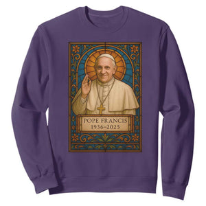 Beloved Pope Francis Sweatshirt 1936-2025 Memorial TS02 Purple Print Your Wear