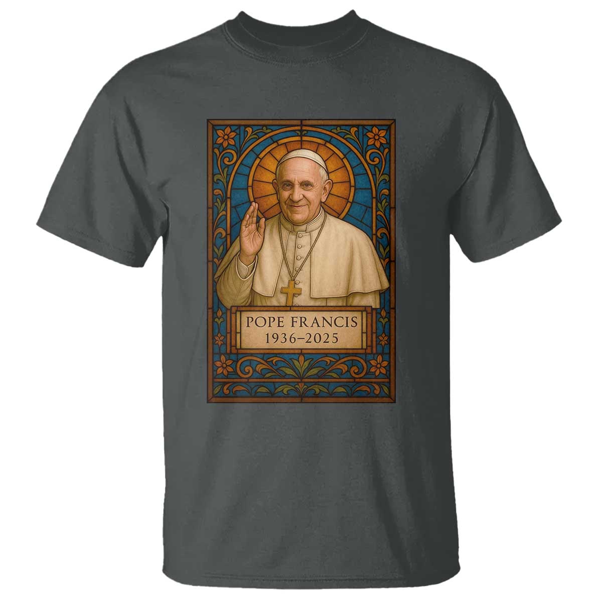 Beloved Pope Francis T Shirt 1936-2025 Memorial TS02 Dark Heather Print Your Wear