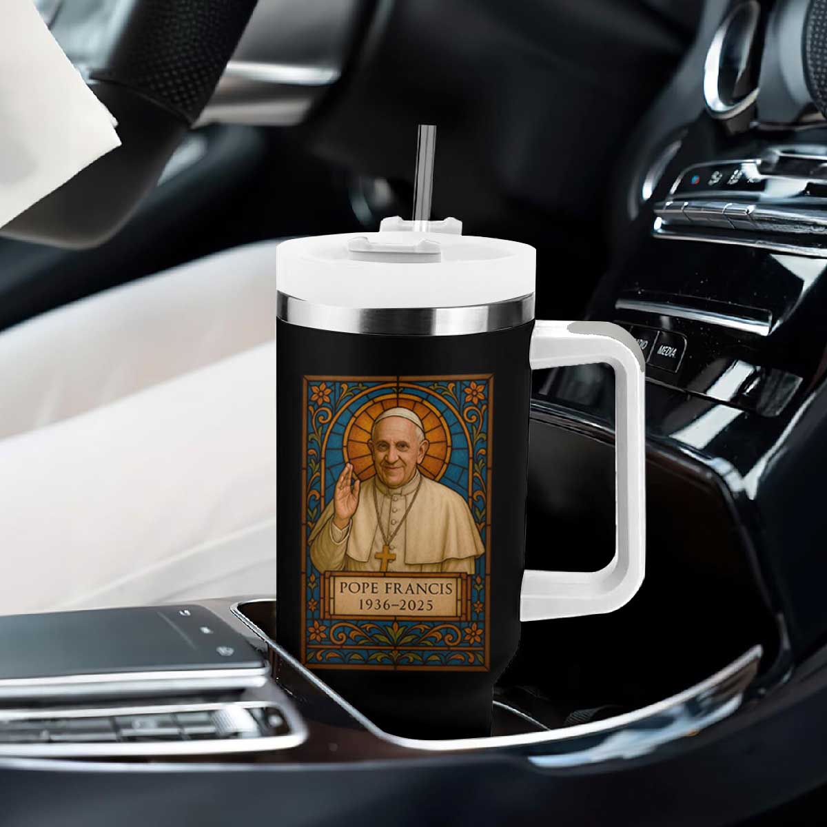 Beloved Pope Francis Tumbler With Handle 1936-2025 Memorial TS02 Print Your Wear