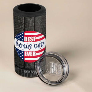 Best Bonus Dad Ever 4 in 1 Can Cooler Tumbler Step Dad American Flag TB10 Print Your Wear