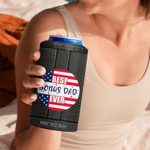 Best Bonus Dad Ever 4 in 1 Can Cooler Tumbler Step Dad American Flag TB10 Print Your Wear