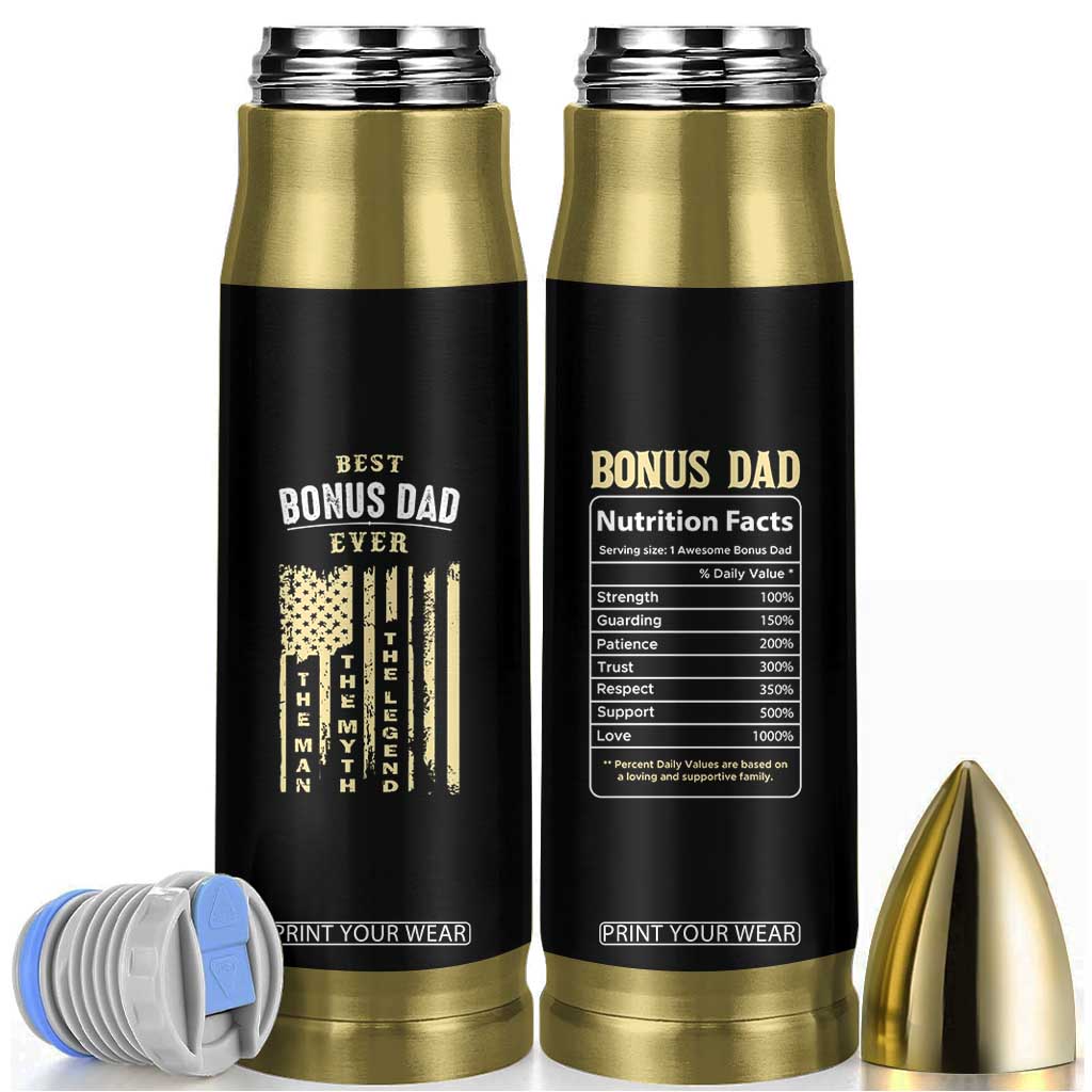 Best Bonus Dad Ever Bullet Tumbler Funny Step Dad American Flag Fathers Day TB10 Black Print Your Wear