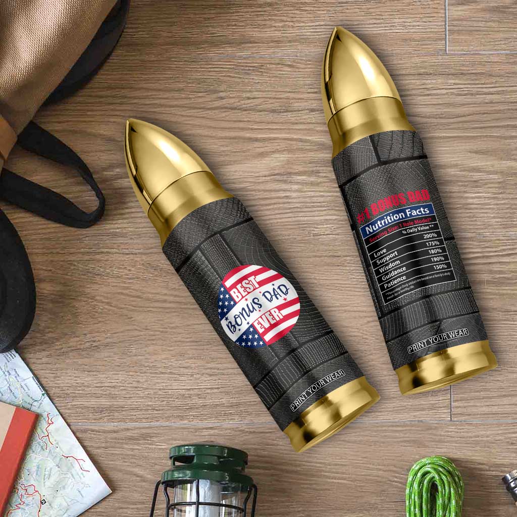 Best Bonus Dad Ever Bullet Tumbler Step Dad American Flag TB10 Print Your Wear