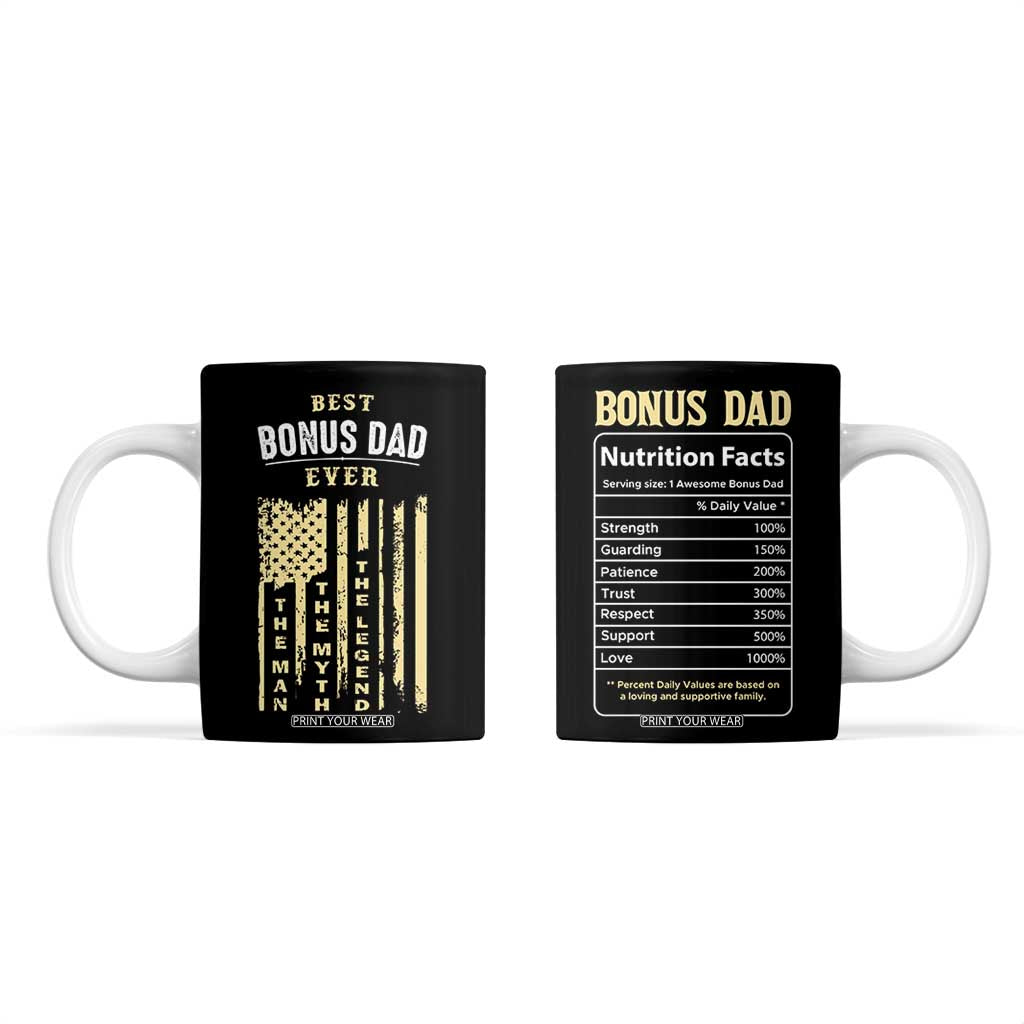 Best Bonus Dad Ever Coffee Mug Funny Step Dad American Flag Fathers Day TB10 Black Print Your Wear