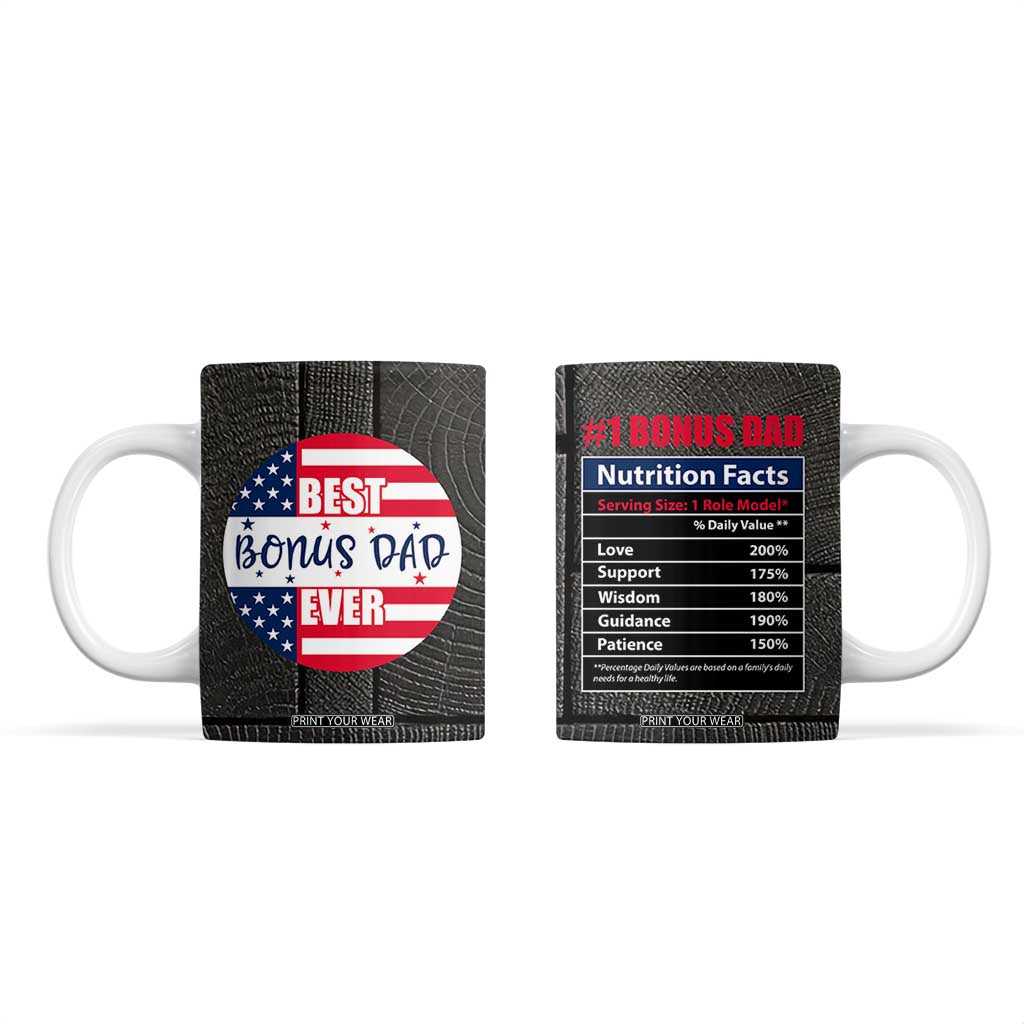 Best Bonus Dad Ever Coffee Mug Step Dad American Flag TB10 Black Print Your Wear