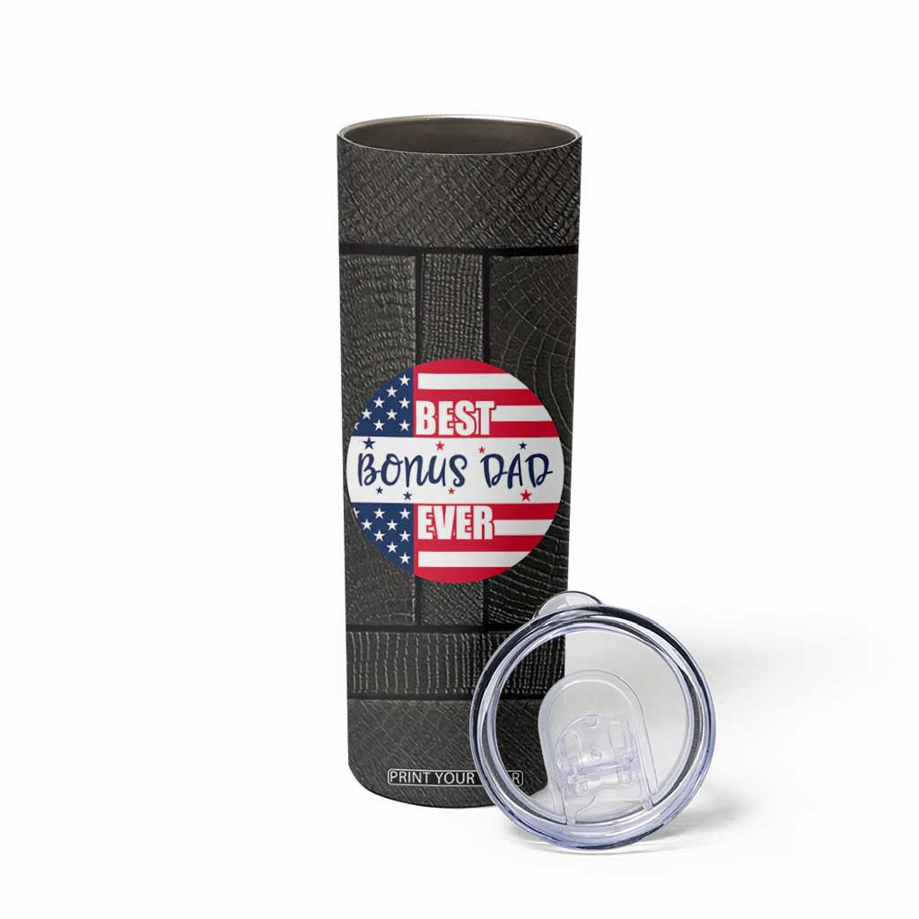 Best Bonus Dad Ever Skinny Tumbler Step Dad American Flag TB10 Print Your Wear