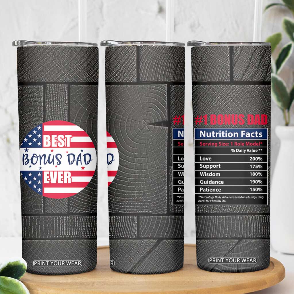 Best Bonus Dad Ever Skinny Tumbler Step Dad American Flag TB10 Print Your Wear