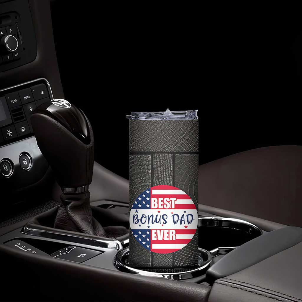 Best Bonus Dad Ever Skinny Tumbler Step Dad American Flag TB10 Print Your Wear
