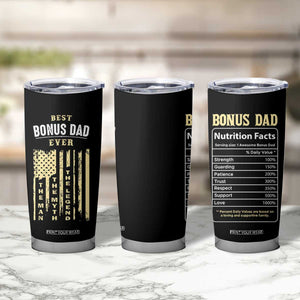 Best Bonus Dad Ever Tumbler Cup Funny Step Dad American Flag Fathers Day TB10 Print Your Wear