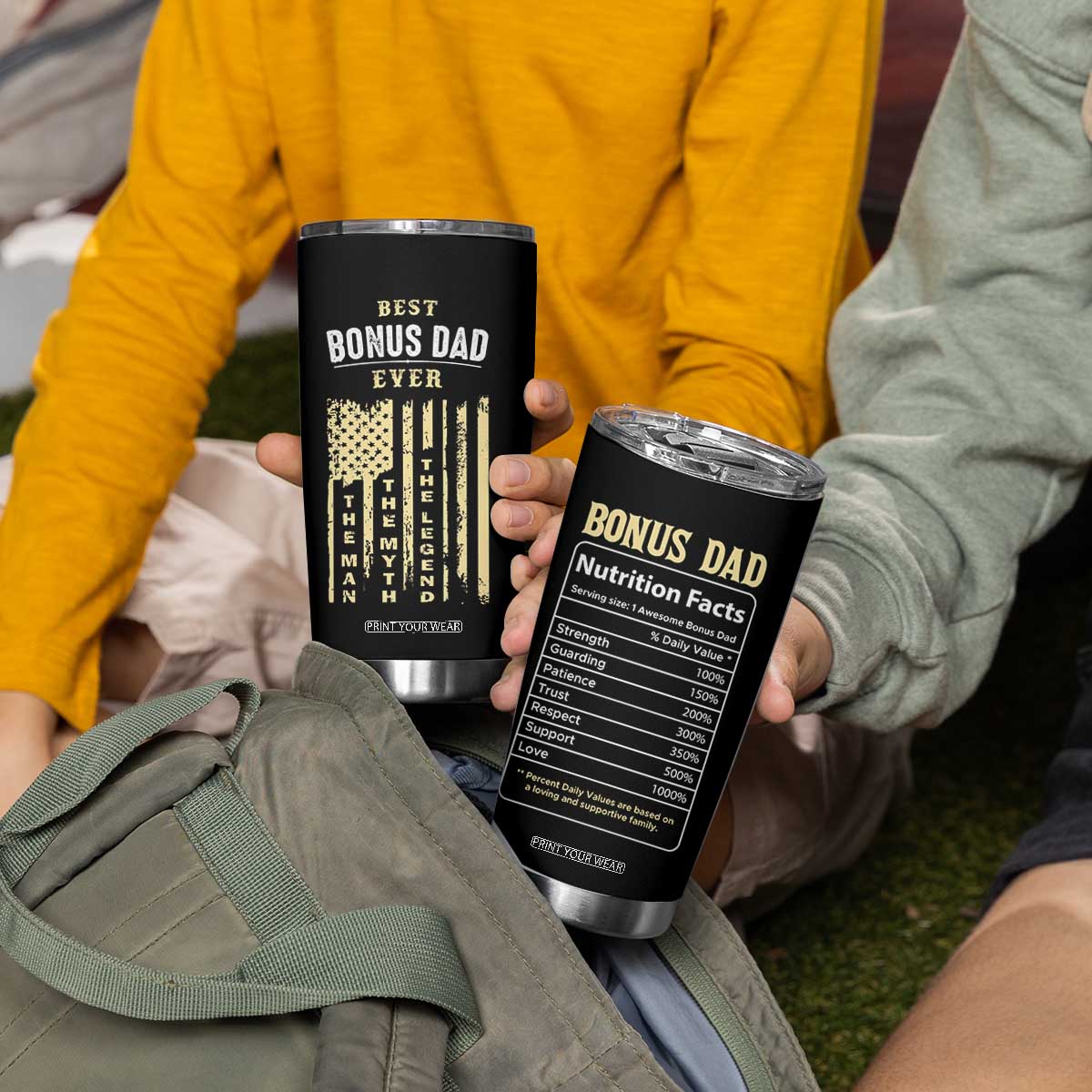 Best Bonus Dad Ever Tumbler Cup Funny Step Dad American Flag Fathers Day TB10 Print Your Wear