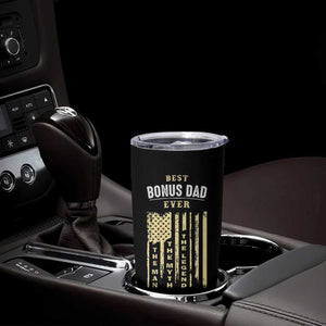 Best Bonus Dad Ever Tumbler Cup Funny Step Dad American Flag Fathers Day TB10 Print Your Wear