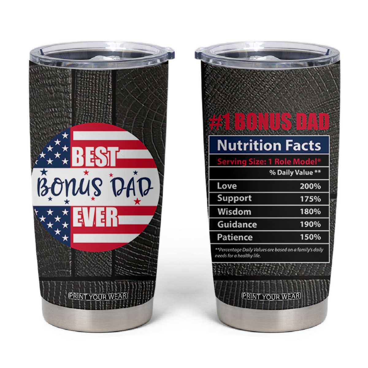 Best Bonus Dad Ever Tumbler Cup Step Dad American Flag TB10 Black Print Your Wear