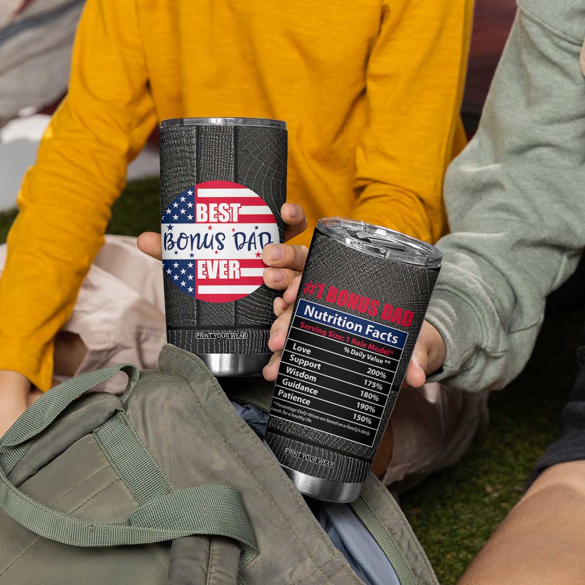 Best Bonus Dad Ever Tumbler Cup Step Dad American Flag TB10 Print Your Wear